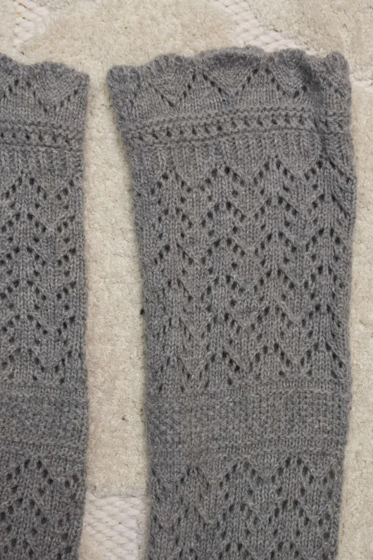 Pointelle Knit Slouch Socks Grey